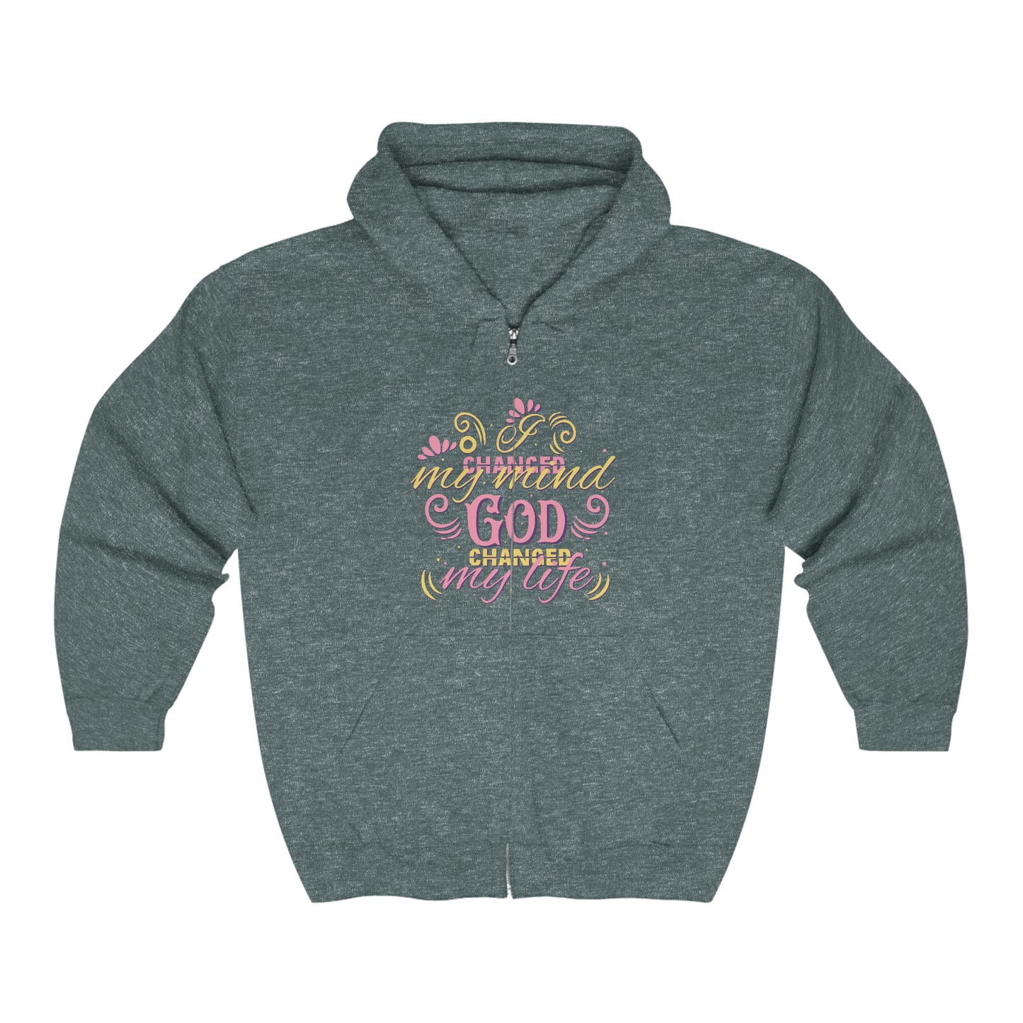 I Changed My Mind God Changed My Life Unisex Heavy Blend Full Zip Hooded Sweatshirt