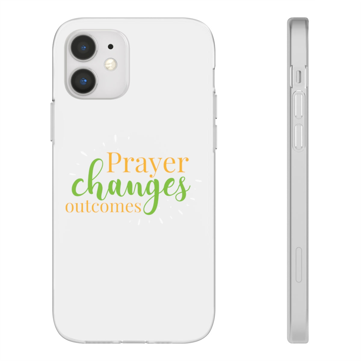 Prayer Changes Outcomes Flexi Phone Case compatible with select IPhone & Samsung Galaxy Phones Printify