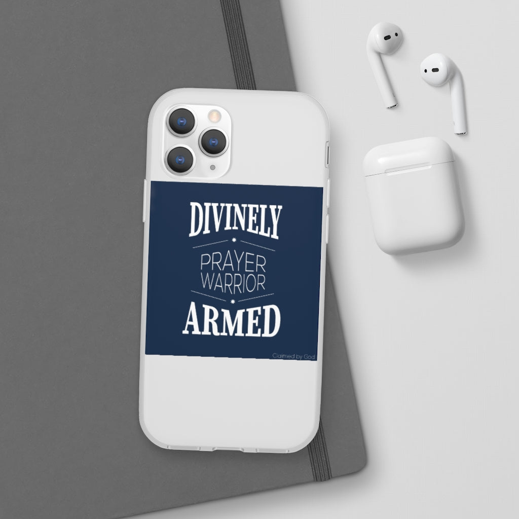 Divinely Armed Prayer Warrior Flexi Phone Case compatible with select IPhone & Samsung Galaxy Phones Printify