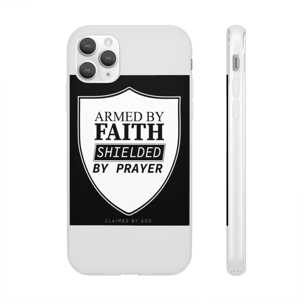 Armed by faith shielded by prayer Flexi Phone Case, compatible with select IPhone & Samsung Galaxy Phones Printify