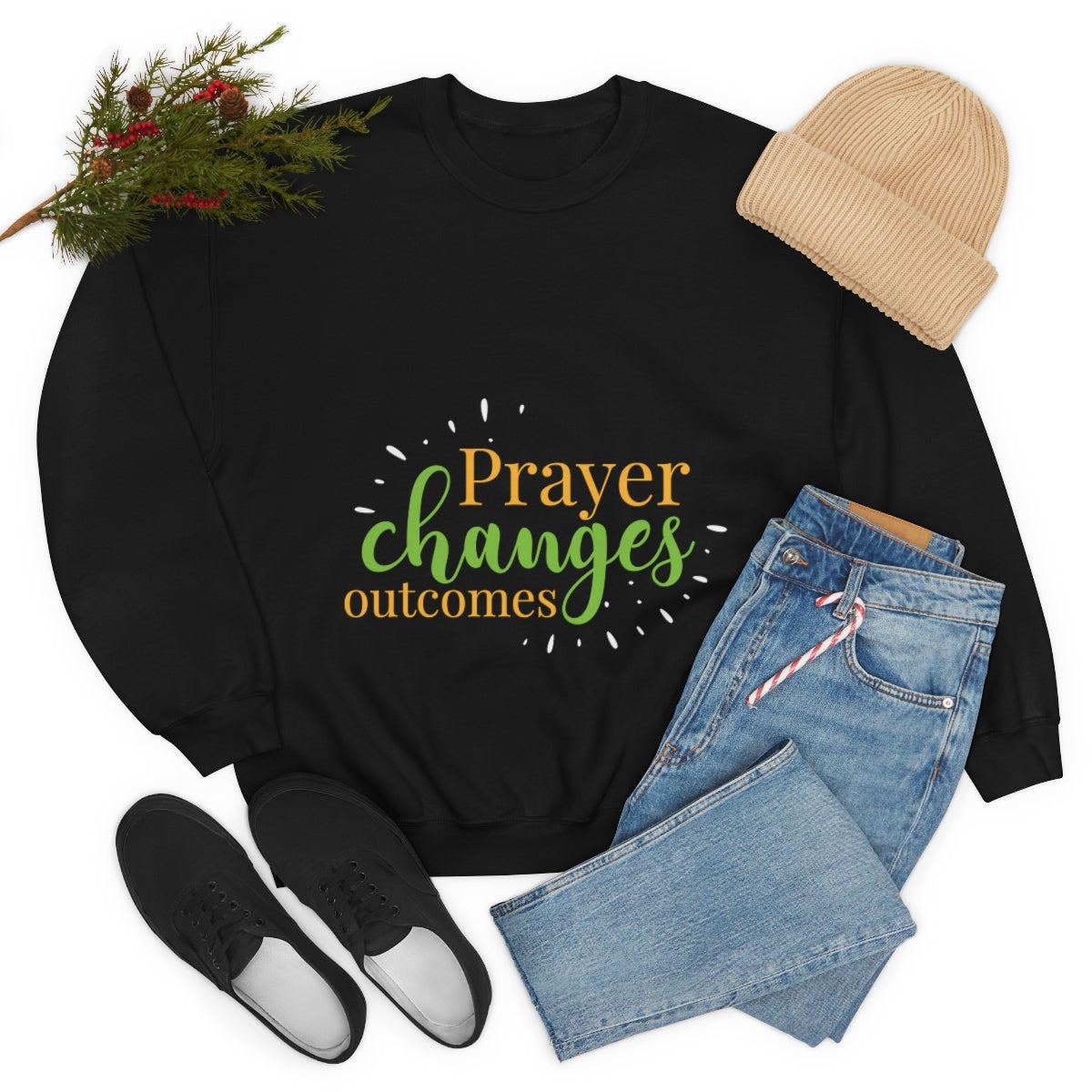 Prayer Changes Outcomes Unisex Heavy Blend™ Crewneck Sweatshirt Printify