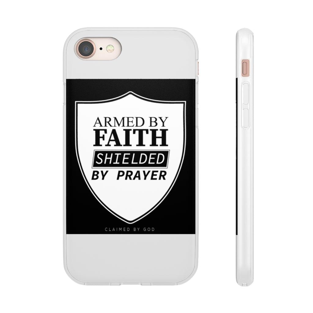 Armed by faith shielded by prayer Flexi Phone Case, compatible with select IPhone & Samsung Galaxy Phones Printify