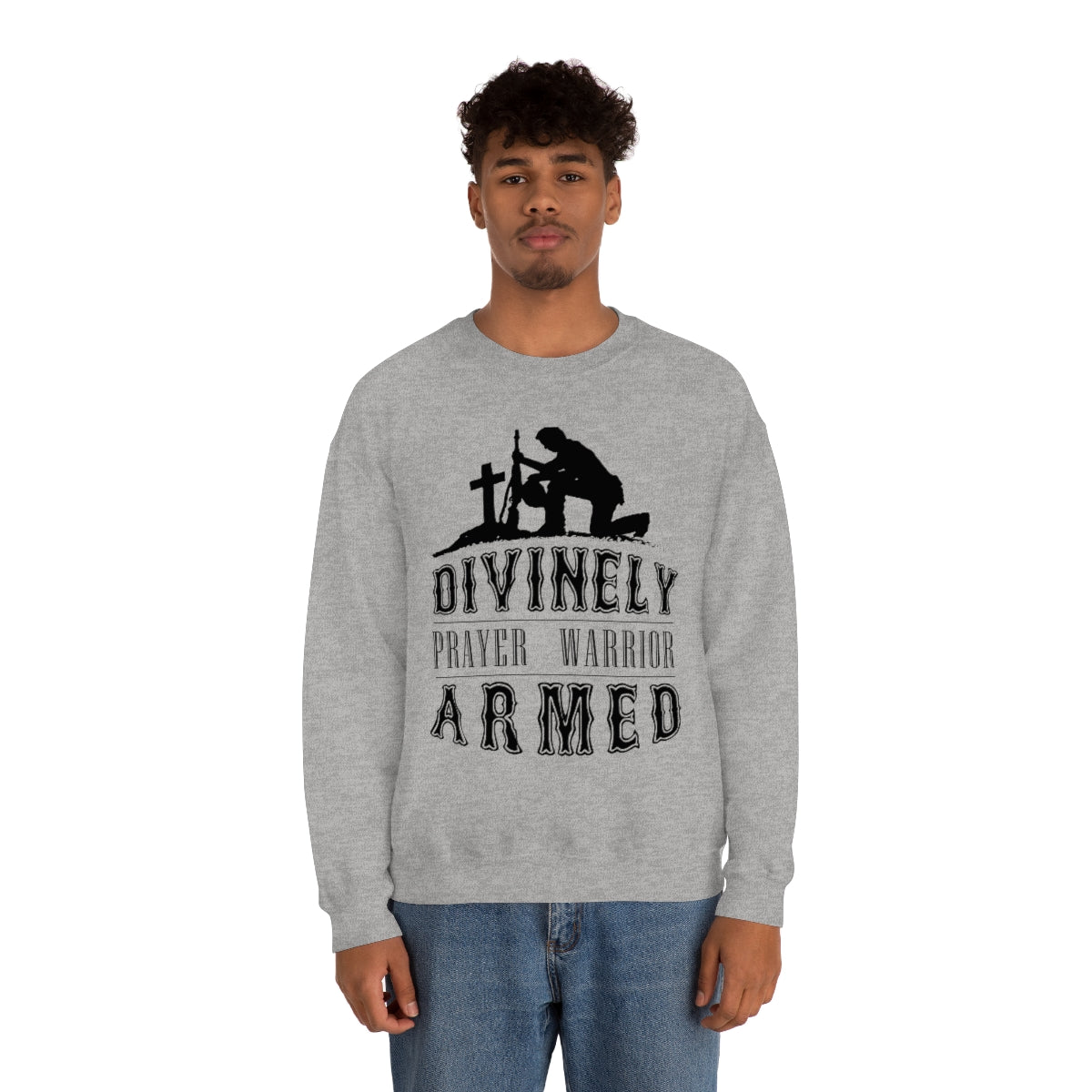 Divinely Armed Prayer Warrior Unisex Heavy Blend™ Crewneck Sweatshirt Printify