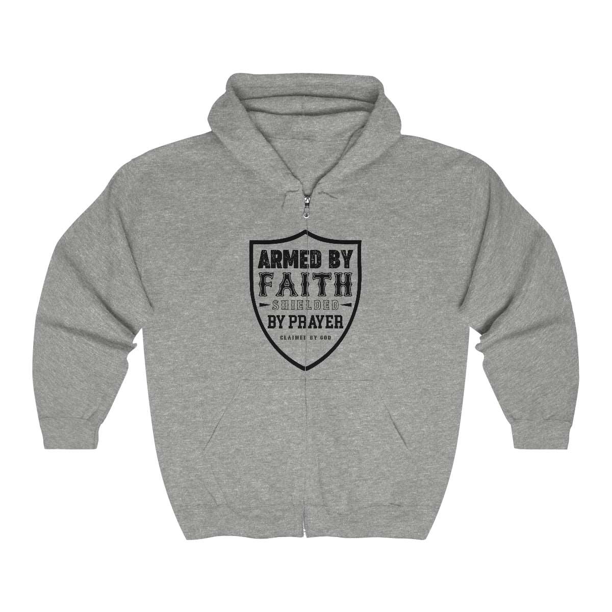 Armed By Faith Shielded By Prayer Unisex Heavy Blend Full Zip Hooded Sweatshirt Printify
