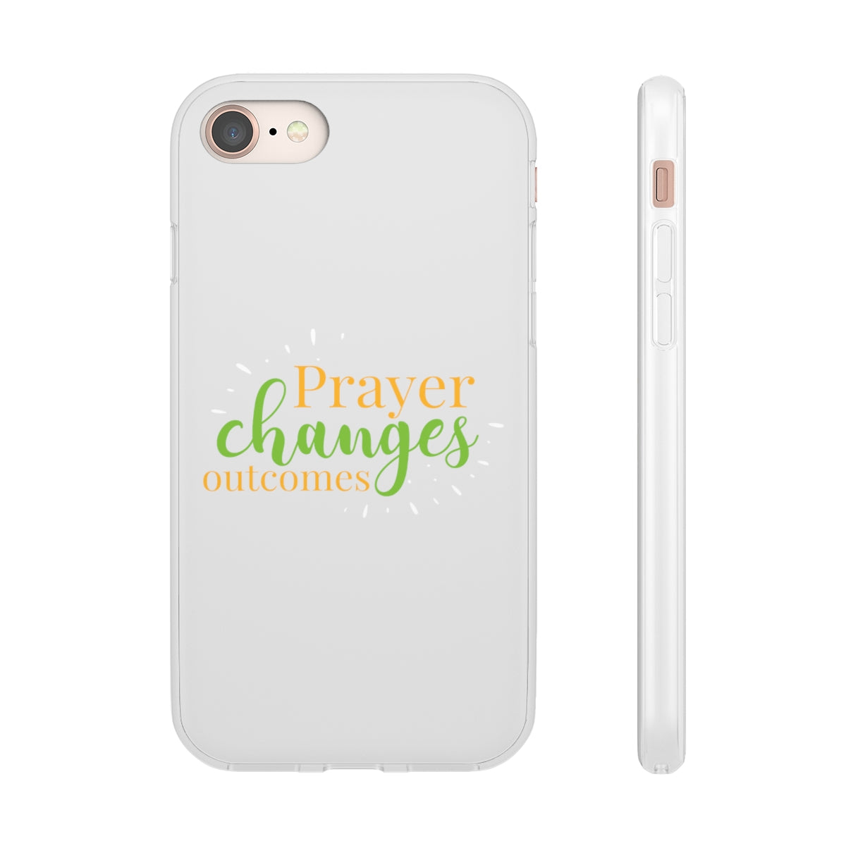 Prayer Changes Outcomes Flexi Phone Case compatible with select IPhone & Samsung Galaxy Phones Printify