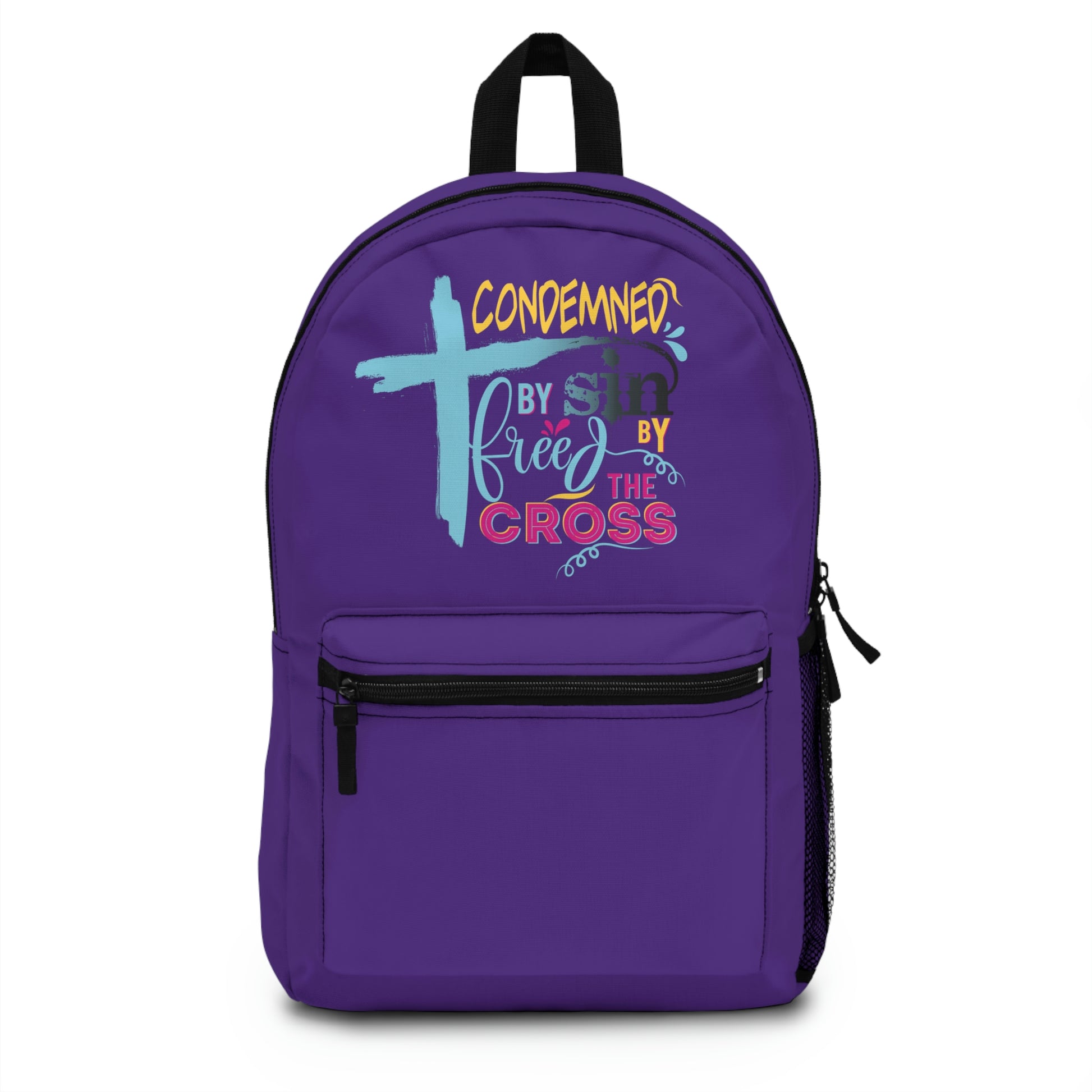 Condemned By Sin Freed By The Cross Backpack Printify