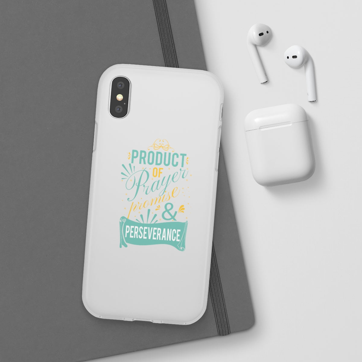 Product of Prayer Promise and Perseverance Flexi Phone Case. compatible with select IPhone & Samsung Galaxy Phones Printify