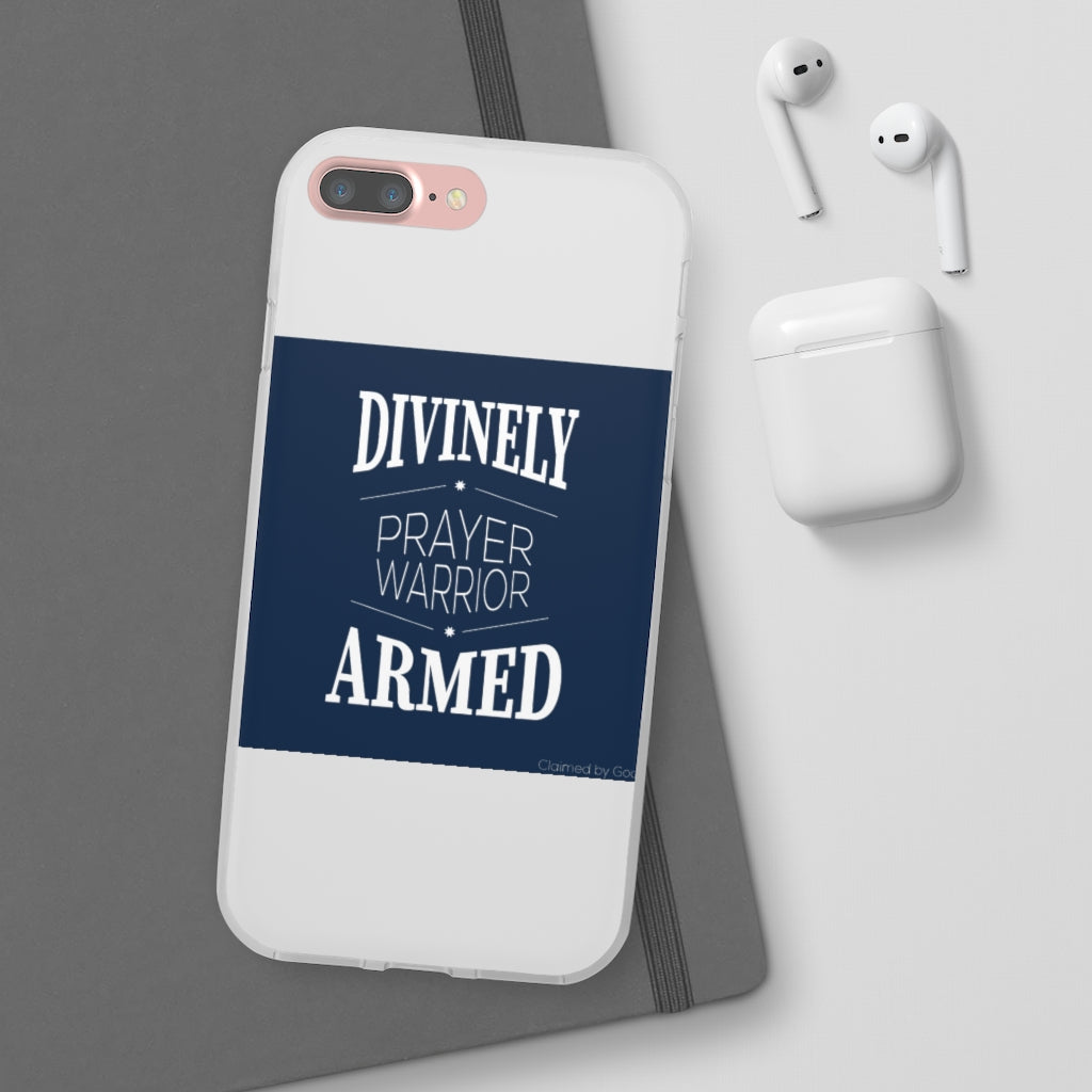 Divinely Armed Prayer Warrior Flexi Phone Case compatible with select IPhone & Samsung Galaxy Phones Printify