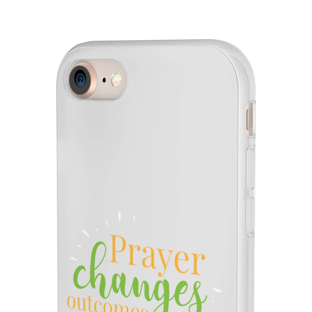 Prayer Changes Outcomes Flexi Phone Case compatible with select IPhone & Samsung Galaxy Phones Printify