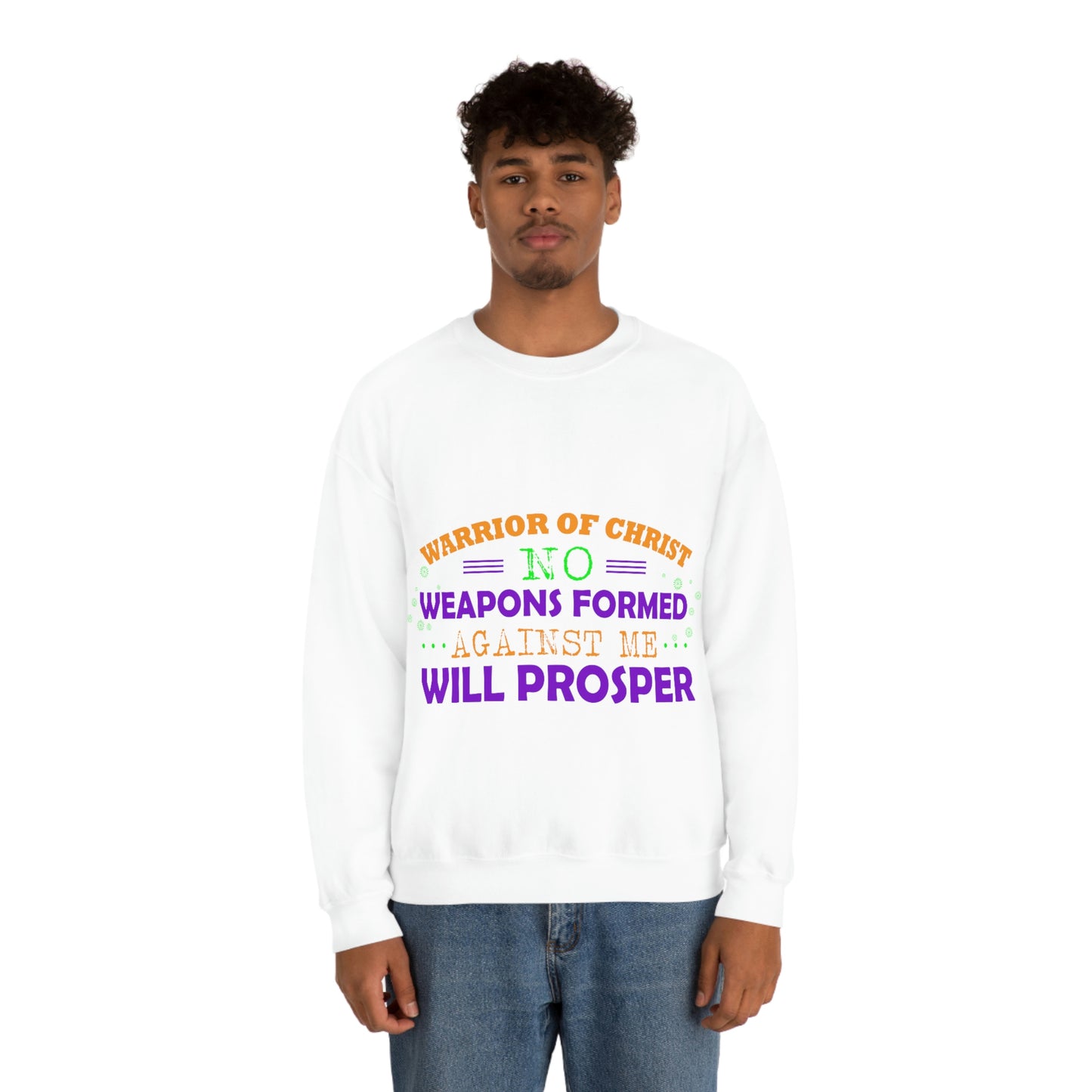 Warrior Of Christ No Weapons Formed Against Me Will Prosper Unisex Heavy Blend™ Crewneck Sweatshirt