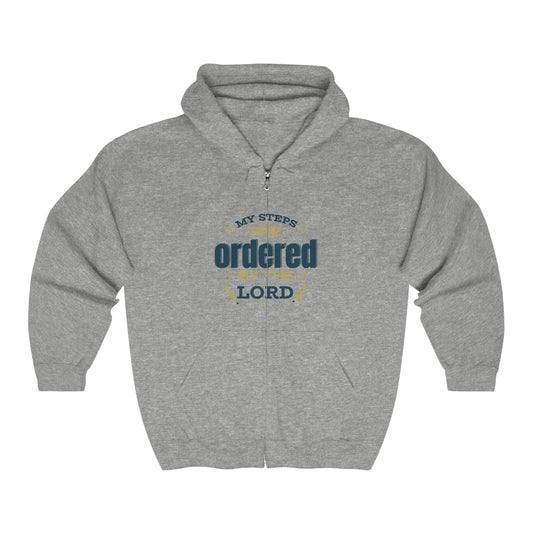 My Steps Are Ordered By The Lord Unisex Heavy Blend Full Zip Hooded Sweatshirt