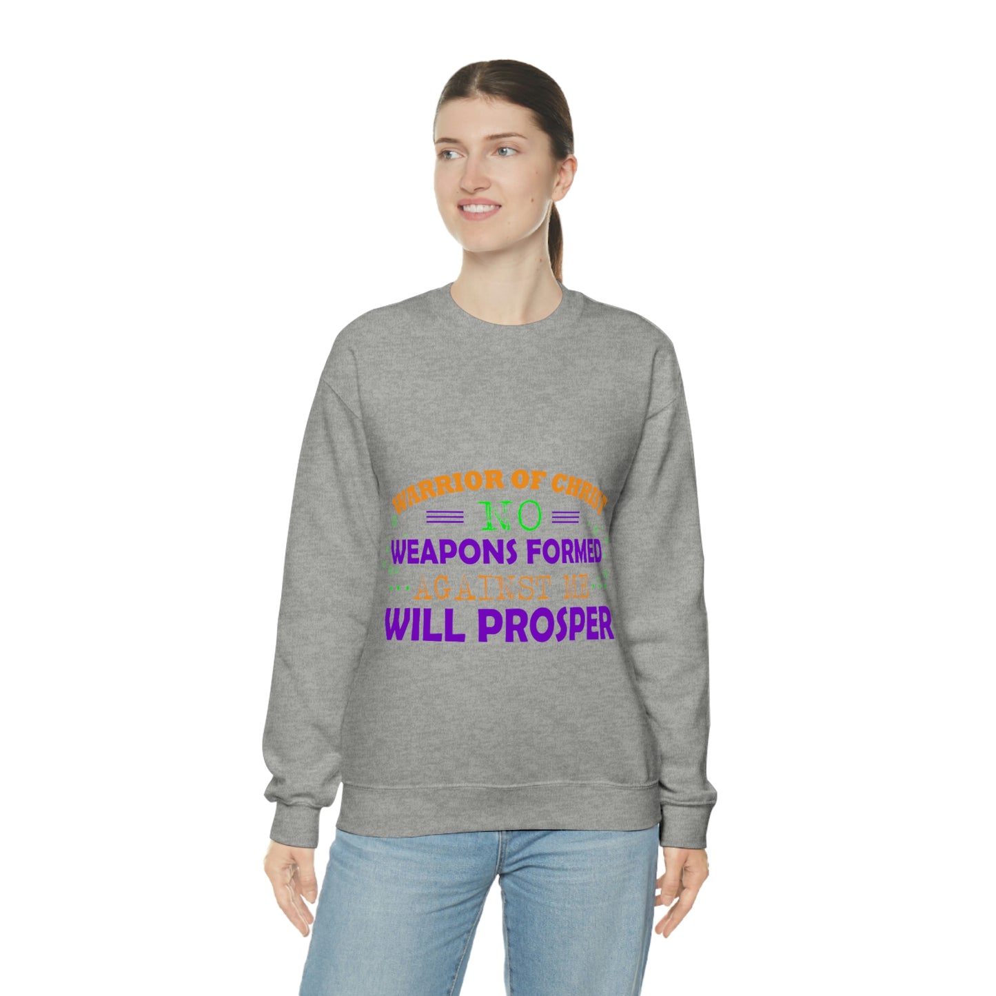 Warrior Of Christ No Weapons Formed Against Me Will Prosper Unisex Heavy Blend™ Crewneck Sweatshirt