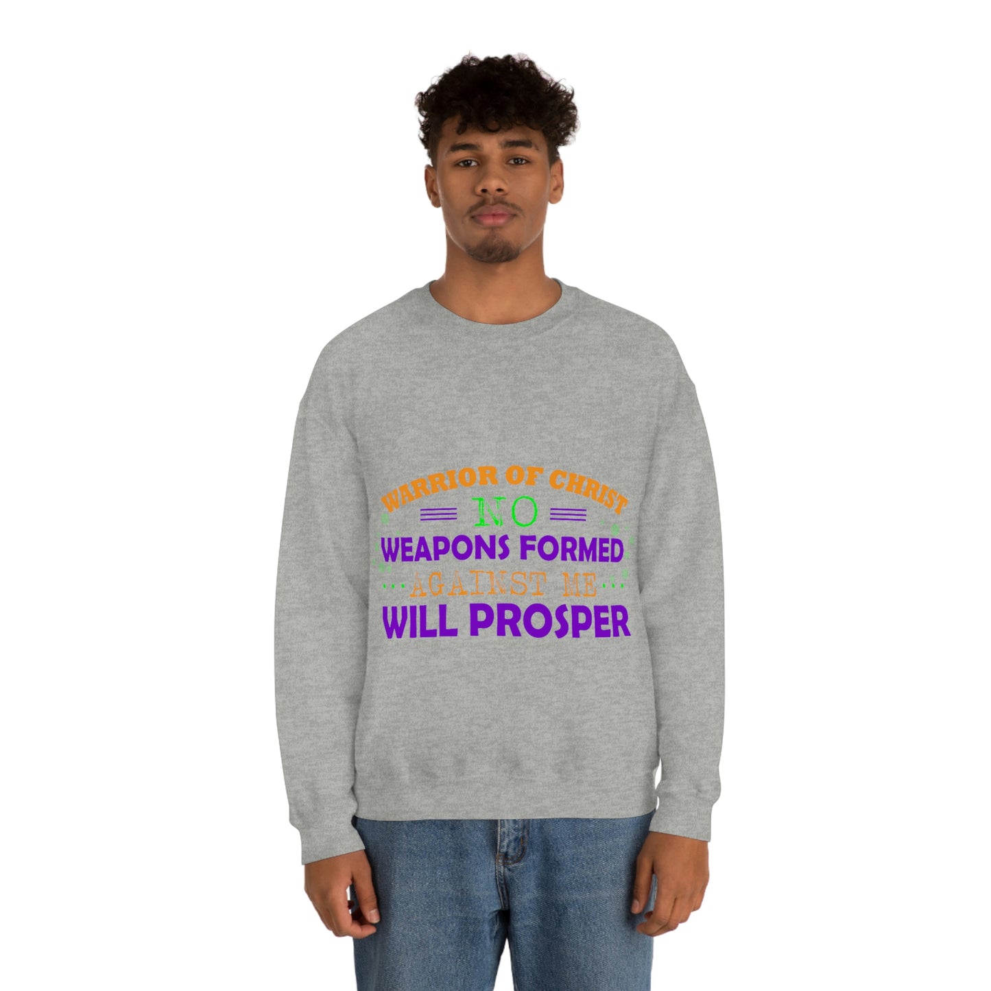 Warrior Of Christ No Weapons Formed Against Me Will Prosper Unisex Heavy Blend™ Crewneck Sweatshirt