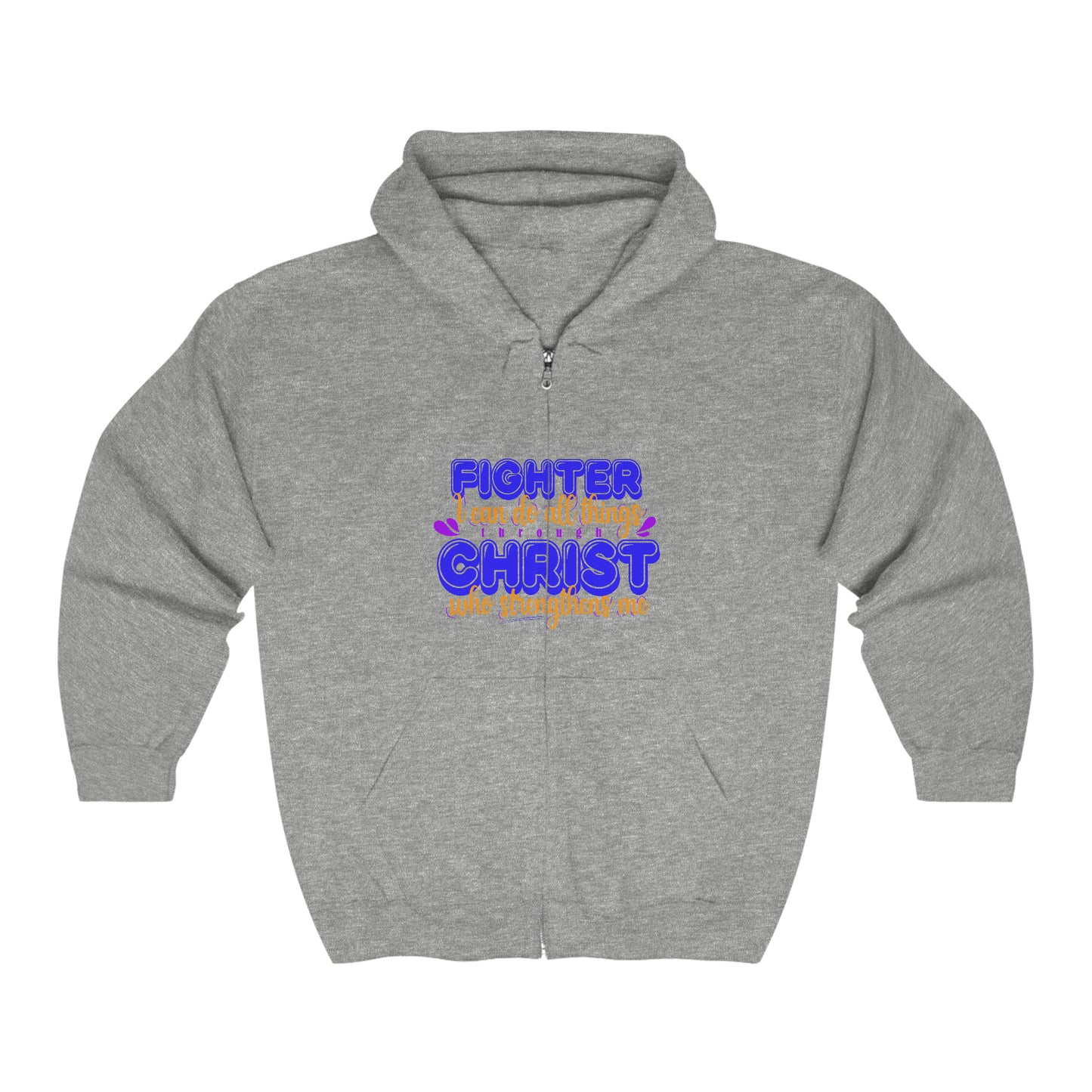 Fighter I Can Do All Things Through Christ Who Strengthens Unisex Heavy Blend Full Zip Hooded Sweatshirt