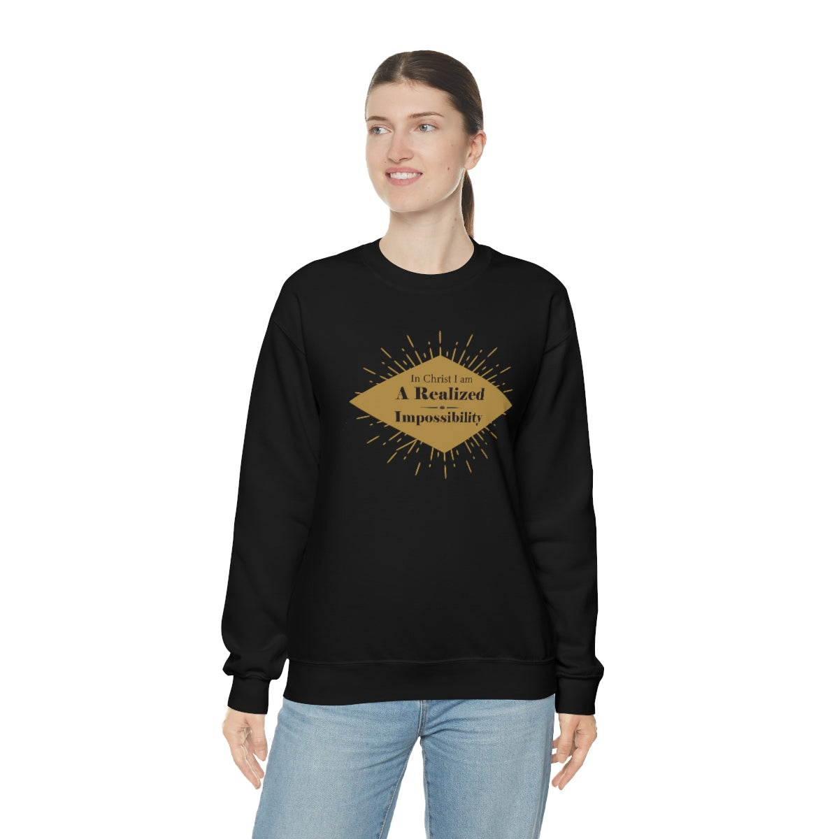 In Christ I Am A Realized Impossibility Unisex Heavy Blend™ Crewneck Sweatshirt Printify