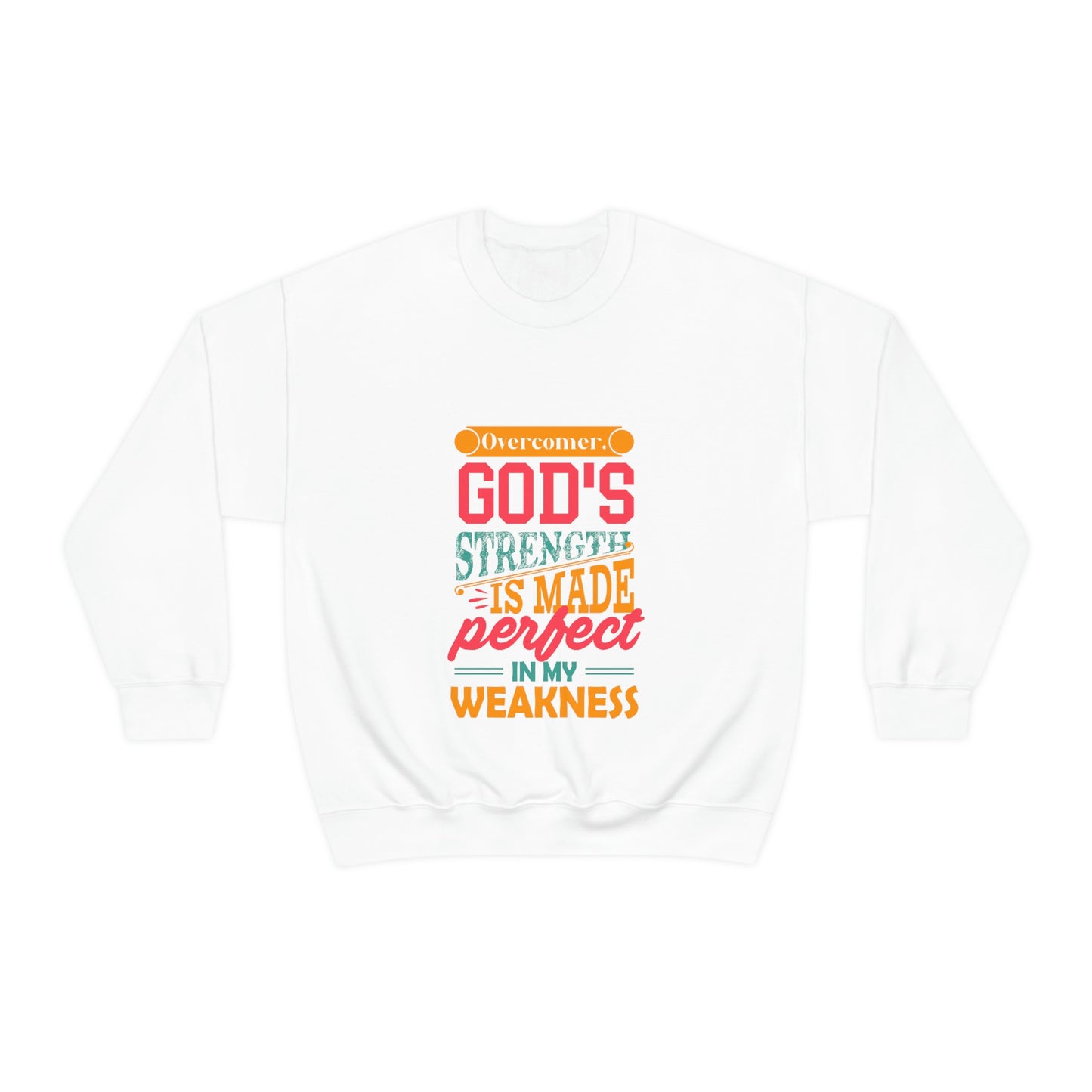 Overcomer, God's Strength Is Made Perfect In My Weakness Unisex Heavy Blend™ Crewneck Sweatshirt