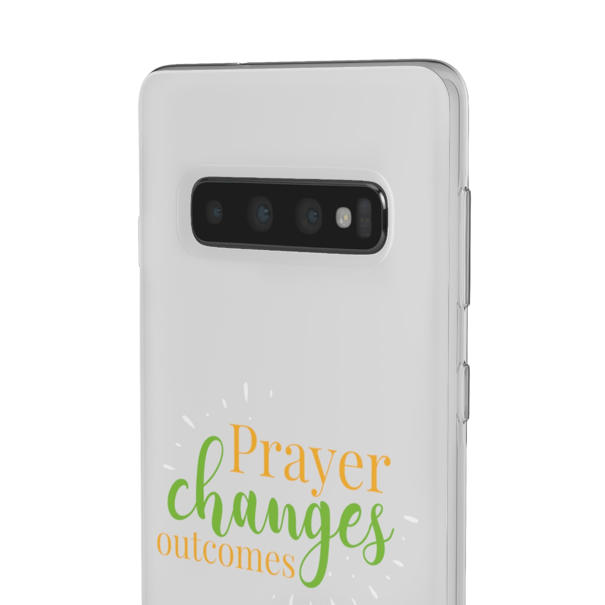 Prayer Changes Outcomes Flexi Phone Case compatible with select IPhone & Samsung Galaxy Phones Printify