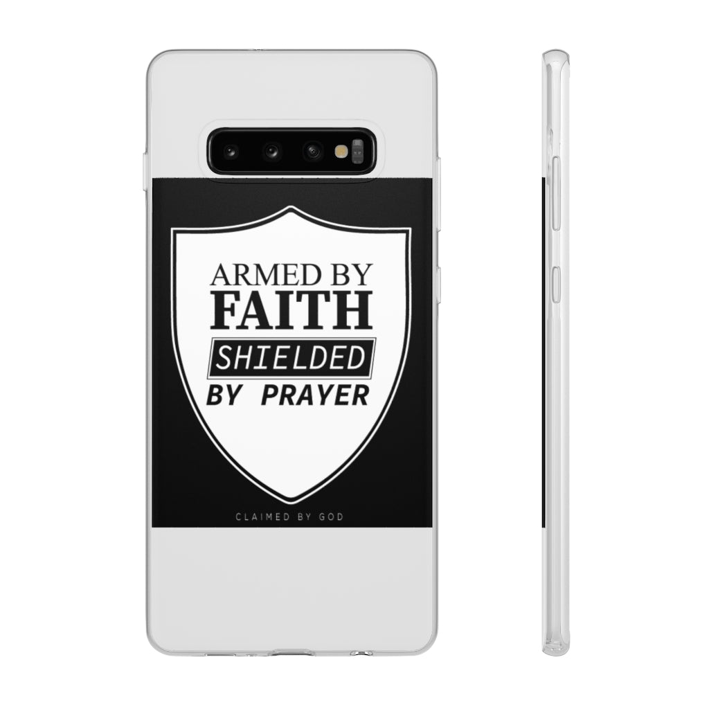 Armed by faith shielded by prayer Flexi Phone Case, compatible with select IPhone & Samsung Galaxy Phones Printify