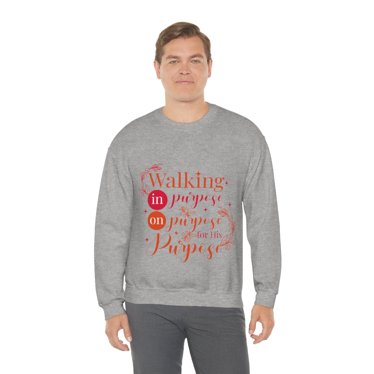 Walking In Purpose On Purpose For His Purpose Unisex Heavy Blend™ Crewneck Sweatshirt Printify