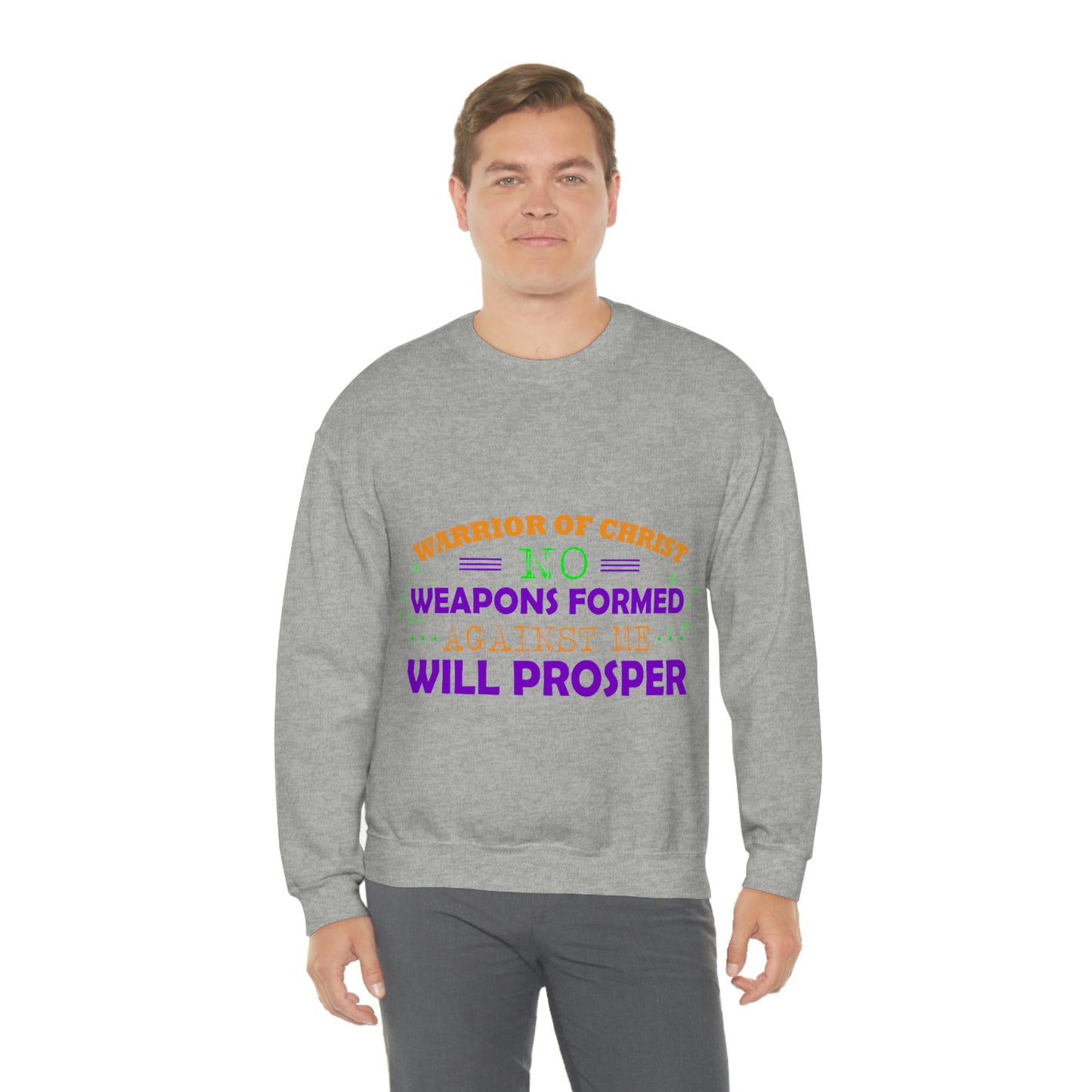 Warrior Of Christ No Weapons Formed Against Me Will Prosper Unisex Heavy Blend™ Crewneck Sweatshirt