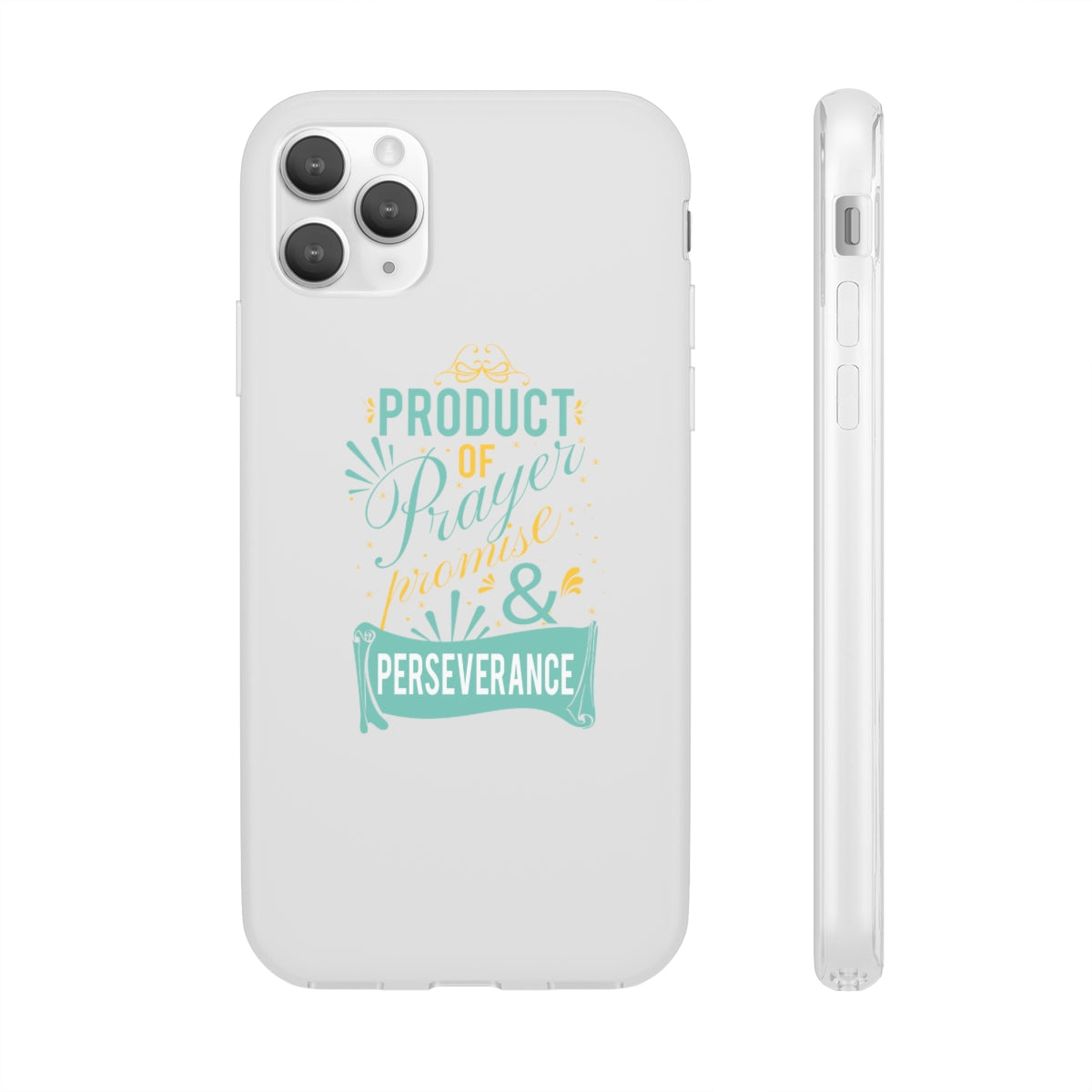 Product of Prayer Promise and Perseverance Flexi Phone Case. compatible with select IPhone & Samsung Galaxy Phones Printify
