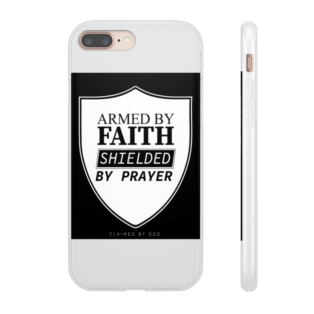 Armed by faith shielded by prayer Flexi Phone Case, compatible with select IPhone & Samsung Galaxy Phones Printify