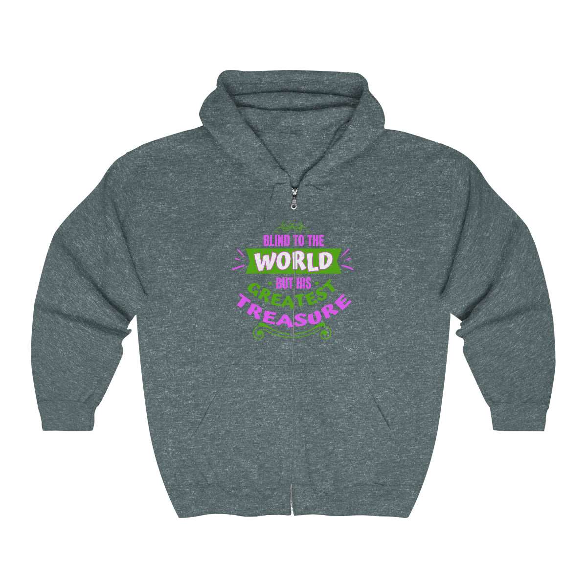 Blind To The World But His Greatest Treasure Unisex Heavy Blend Full Zip Hooded Sweatshirt Printify