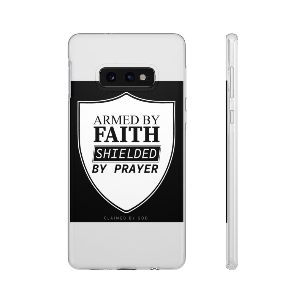 Armed by faith shielded by prayer Flexi Phone Case, compatible with select IPhone & Samsung Galaxy Phones Printify