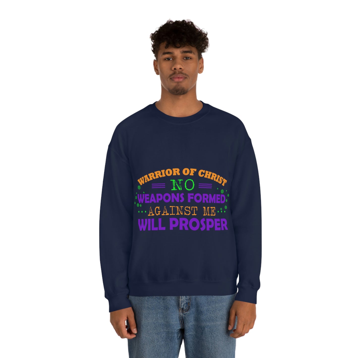 Warrior Of Christ No Weapons Formed Against Me Will Prosper Unisex Heavy Blend™ Crewneck Sweatshirt