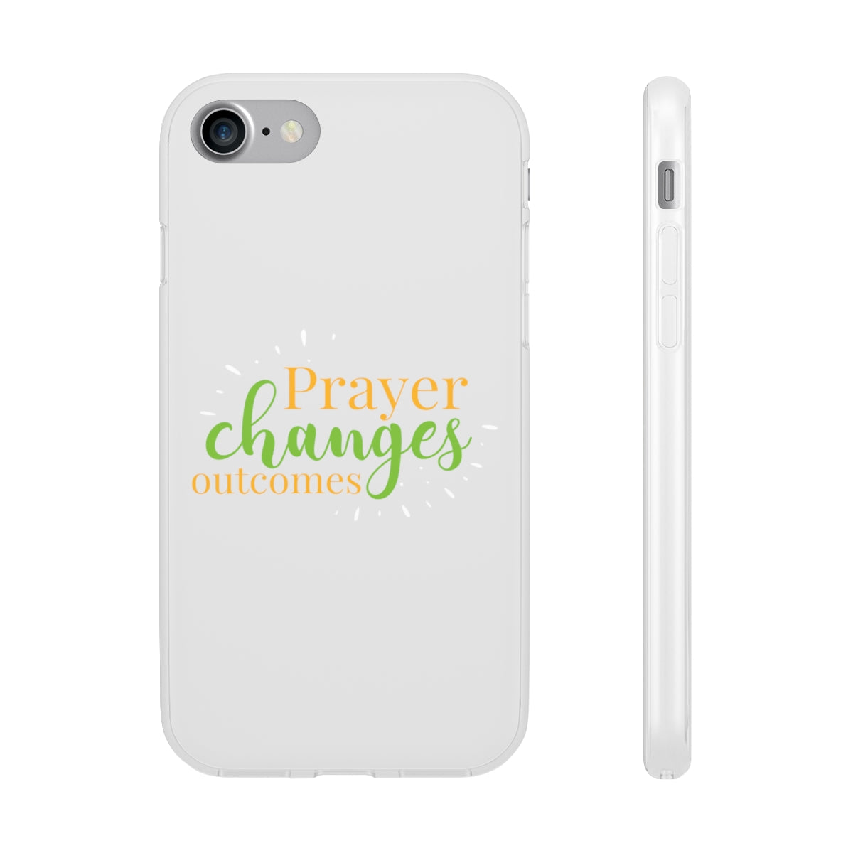 Prayer Changes Outcomes Flexi Phone Case compatible with select IPhone & Samsung Galaxy Phones Printify