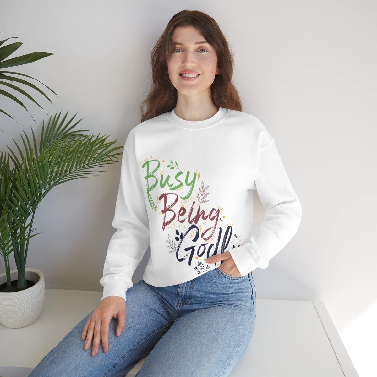 Busy Being Godly Unisex Heavy Blend™ Crewneck Sweatshirt Printify