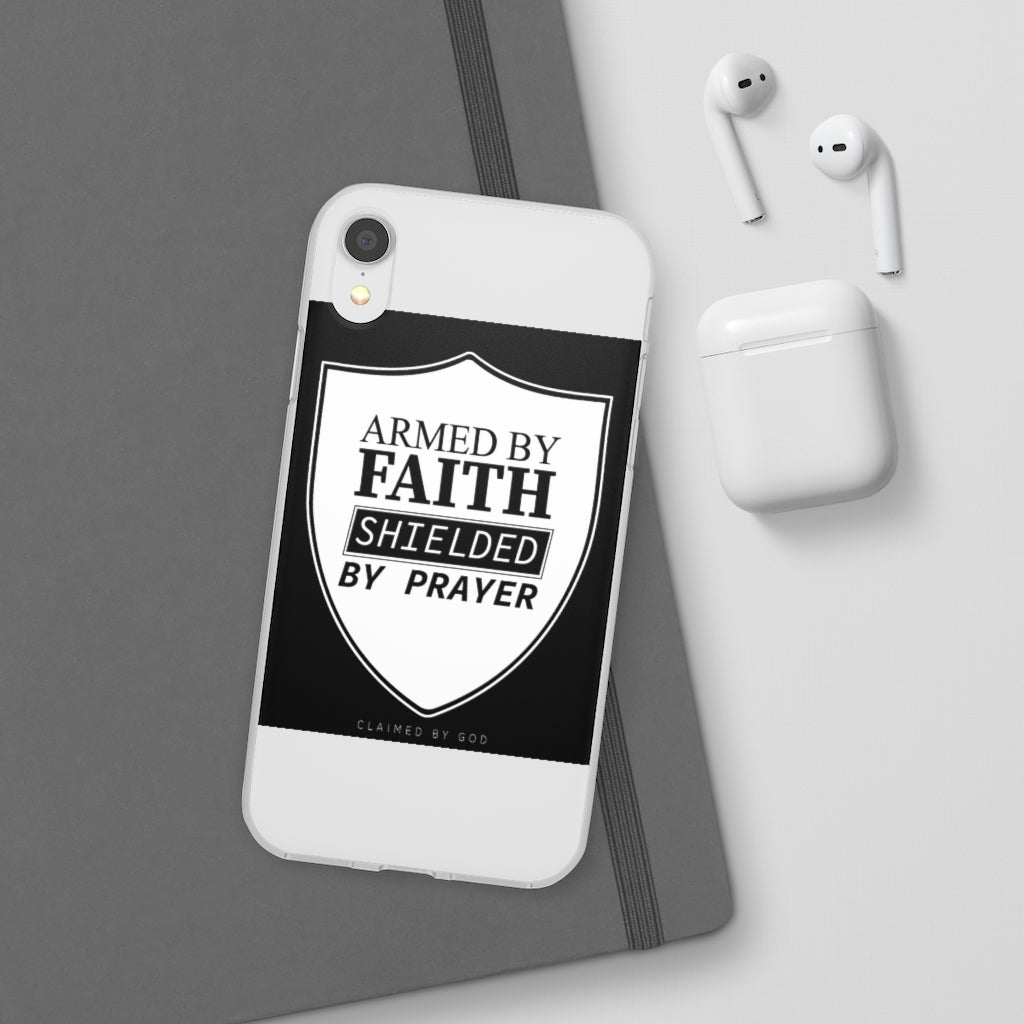 Armed by faith shielded by prayer Flexi Phone Case, compatible with select IPhone & Samsung Galaxy Phones Printify