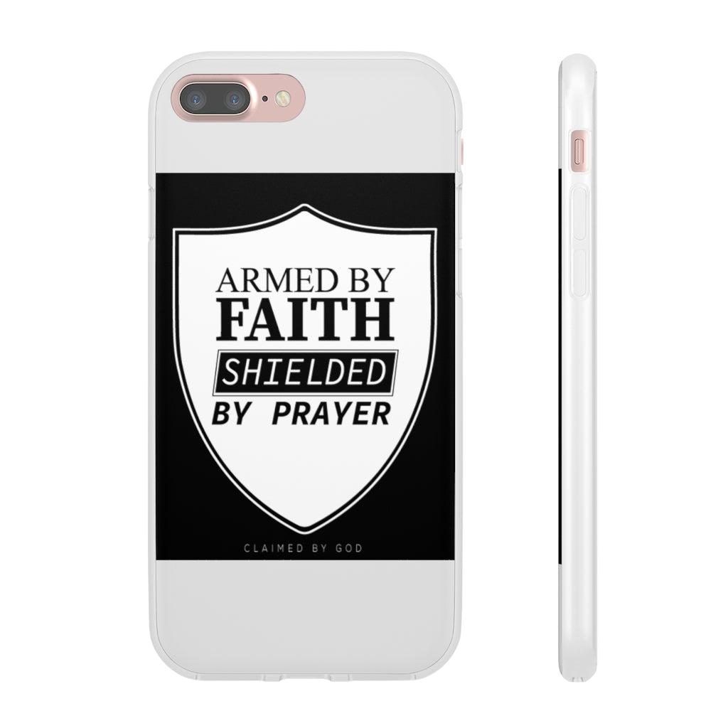 Armed by faith shielded by prayer Flexi Phone Case, compatible with select IPhone & Samsung Galaxy Phones Printify