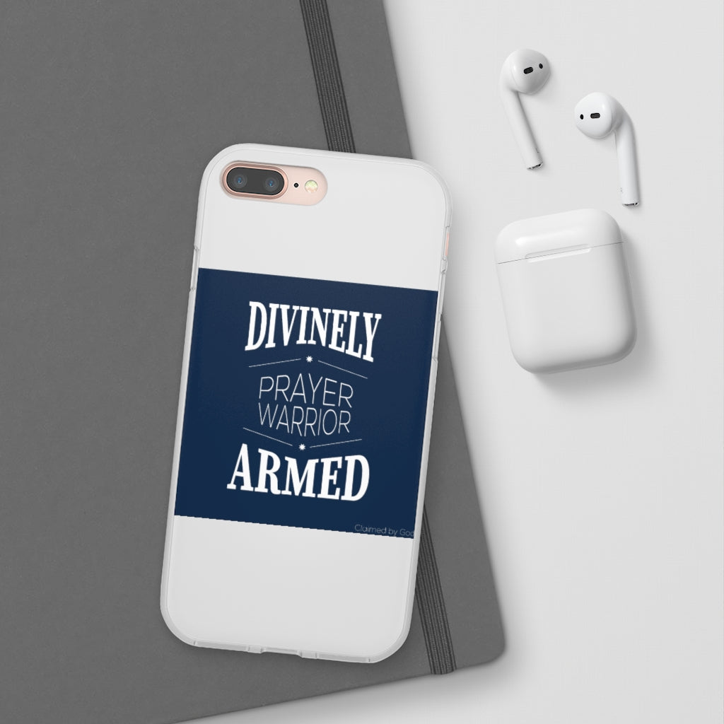 Divinely Armed Prayer Warrior Flexi Phone Case compatible with select IPhone & Samsung Galaxy Phones Printify