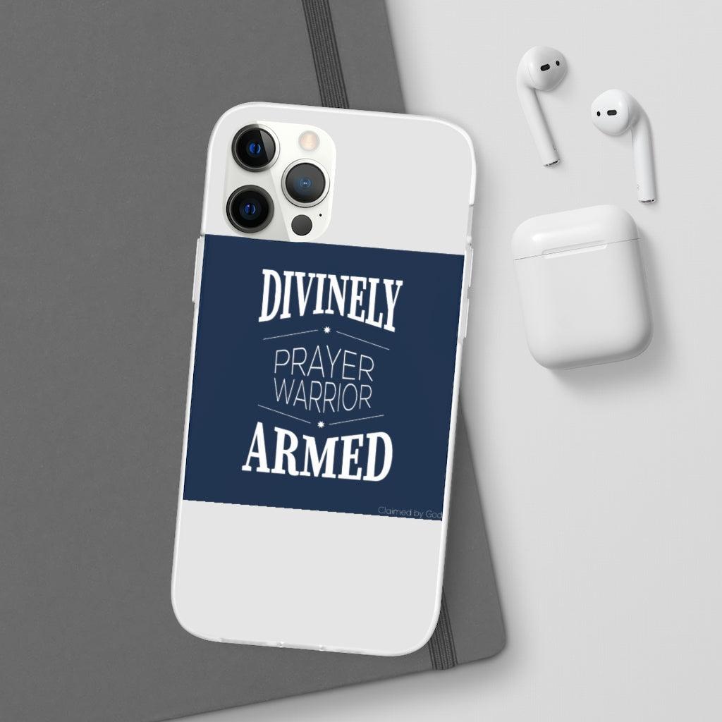 Divinely Armed Prayer Warrior Flexi Phone Case compatible with select IPhone & Samsung Galaxy Phones Printify