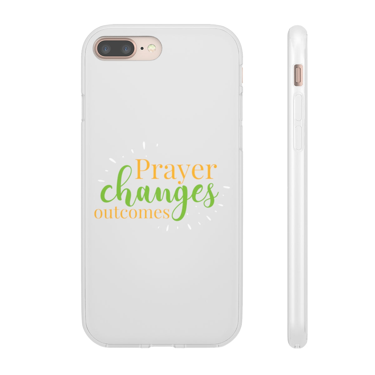 Prayer Changes Outcomes Flexi Phone Case compatible with select IPhone & Samsung Galaxy Phones Printify