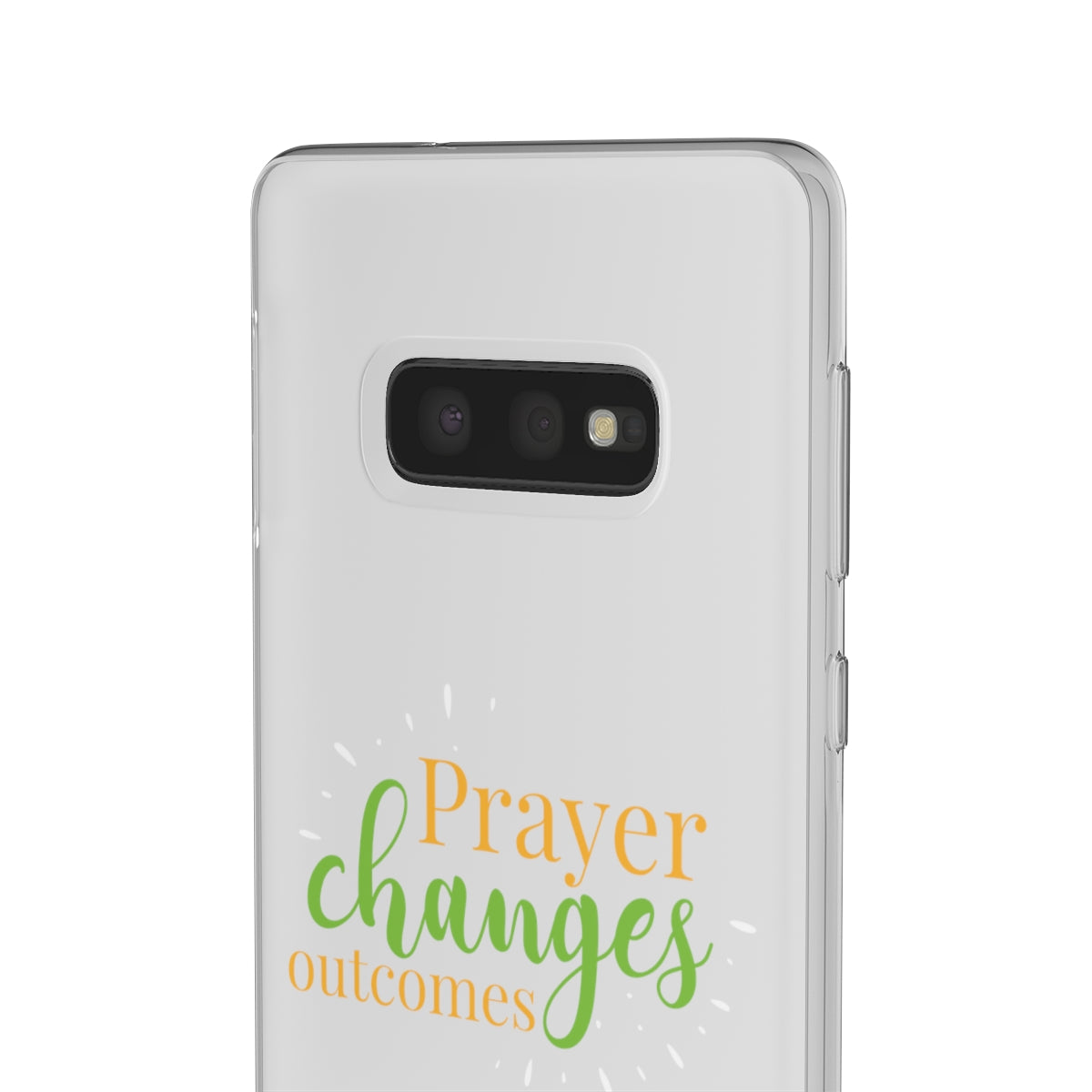 Prayer Changes Outcomes Flexi Phone Case compatible with select IPhone & Samsung Galaxy Phones Printify