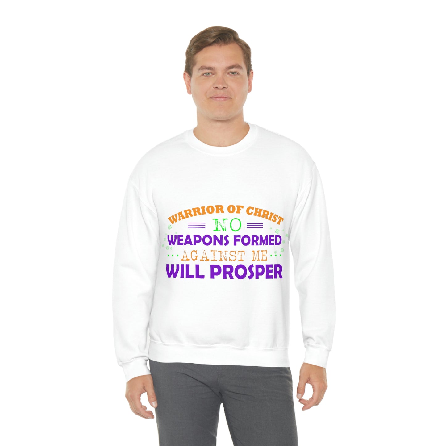 Warrior Of Christ No Weapons Formed Against Me Will Prosper Unisex Heavy Blend™ Crewneck Sweatshirt