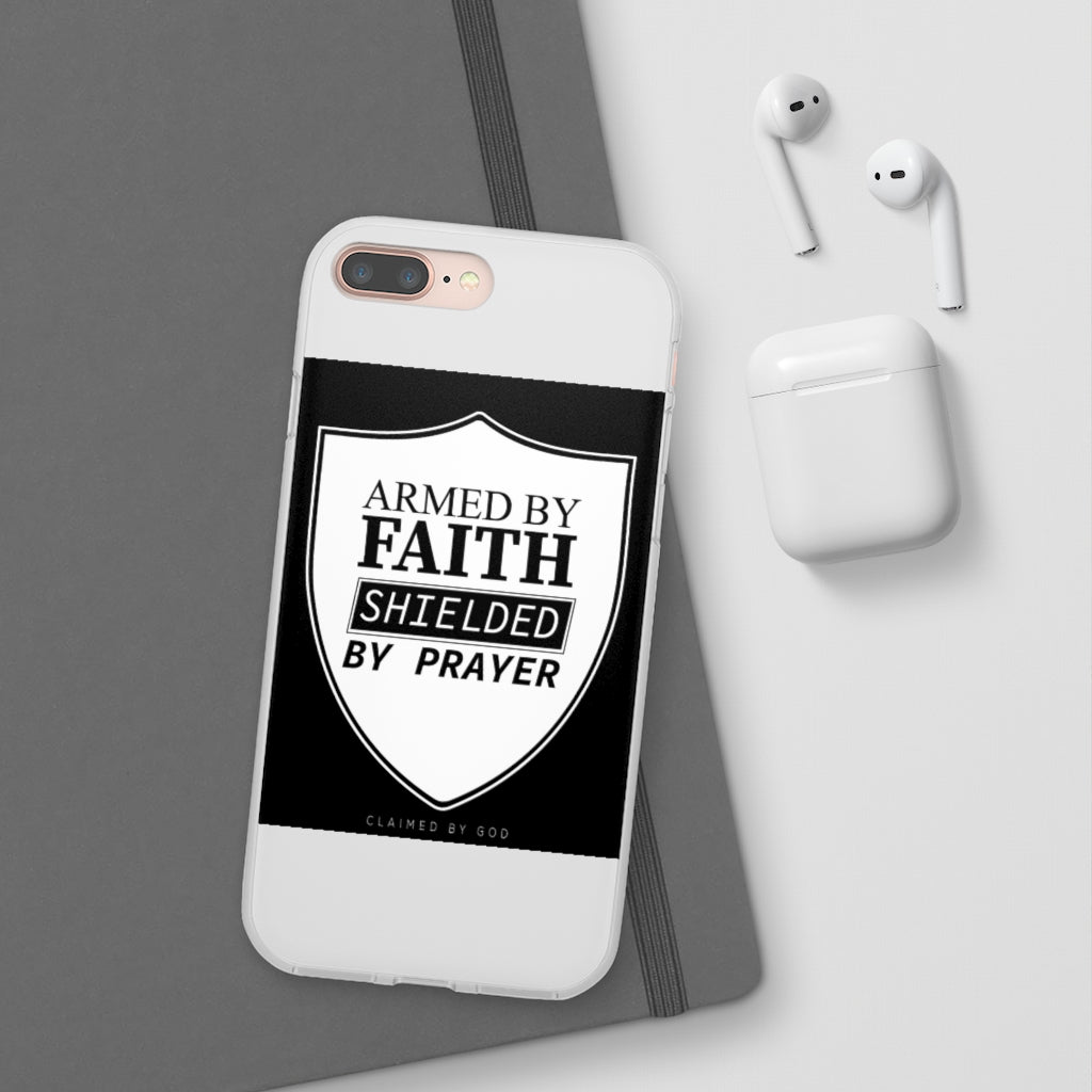 Armed by faith shielded by prayer Flexi Phone Case, compatible with select IPhone & Samsung Galaxy Phones Printify