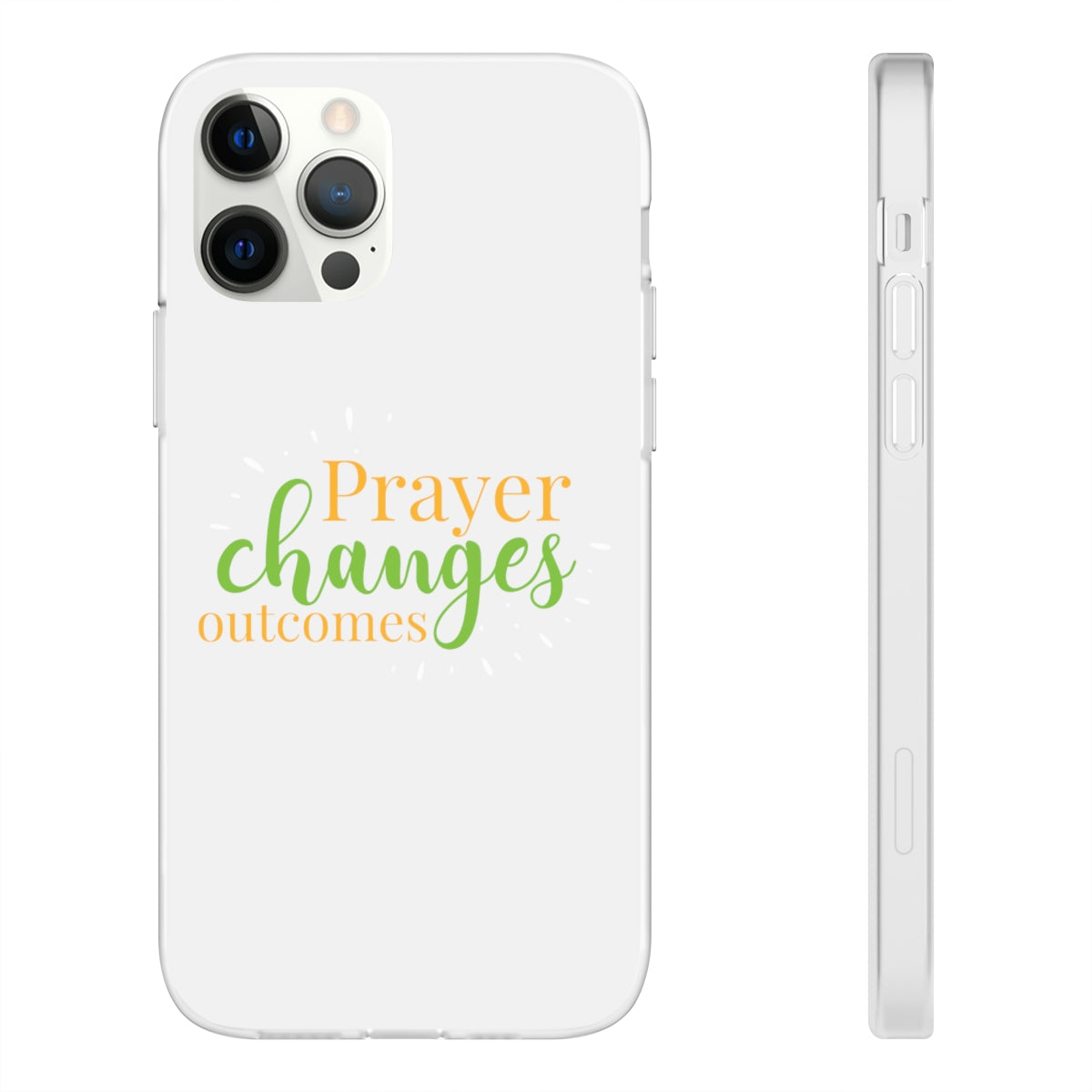 Prayer Changes Outcomes Flexi Phone Case compatible with select IPhone & Samsung Galaxy Phones Printify