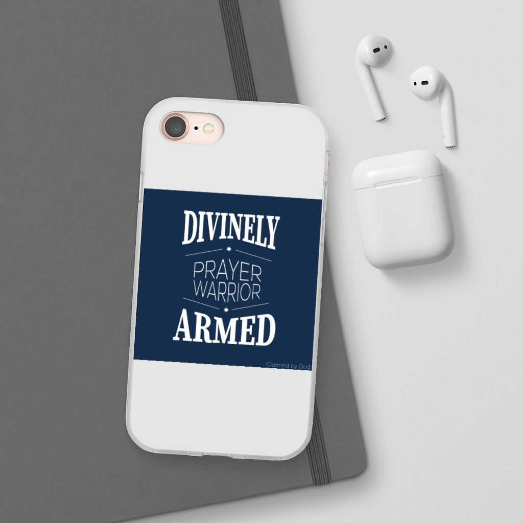 Divinely Armed Prayer Warrior Flexi Phone Case compatible with select IPhone & Samsung Galaxy Phones Printify