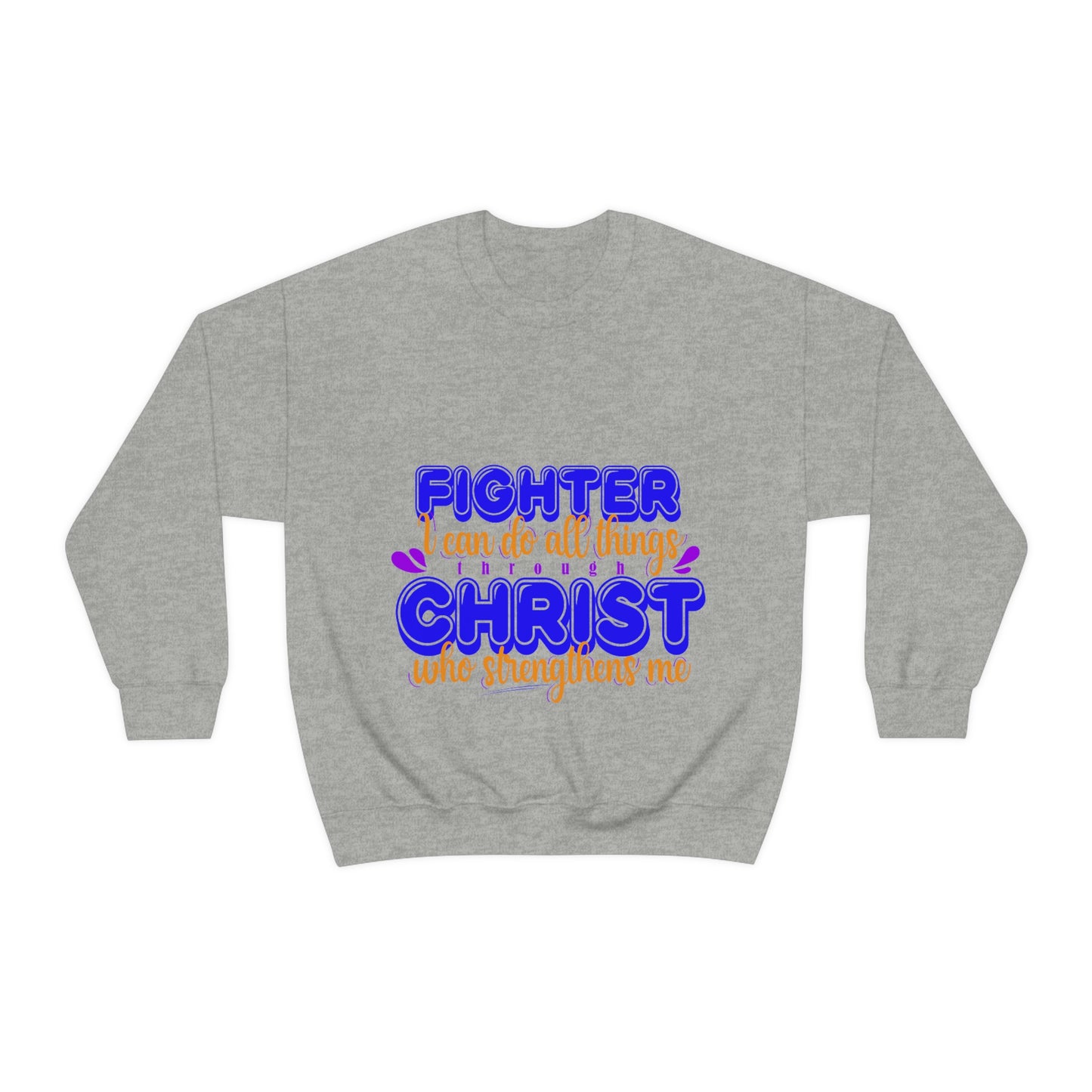 Fighter I Can Do All Things Through Christ Who Strengthens Me  Unisex Heavy Blend™ Crewneck Sweatshirt