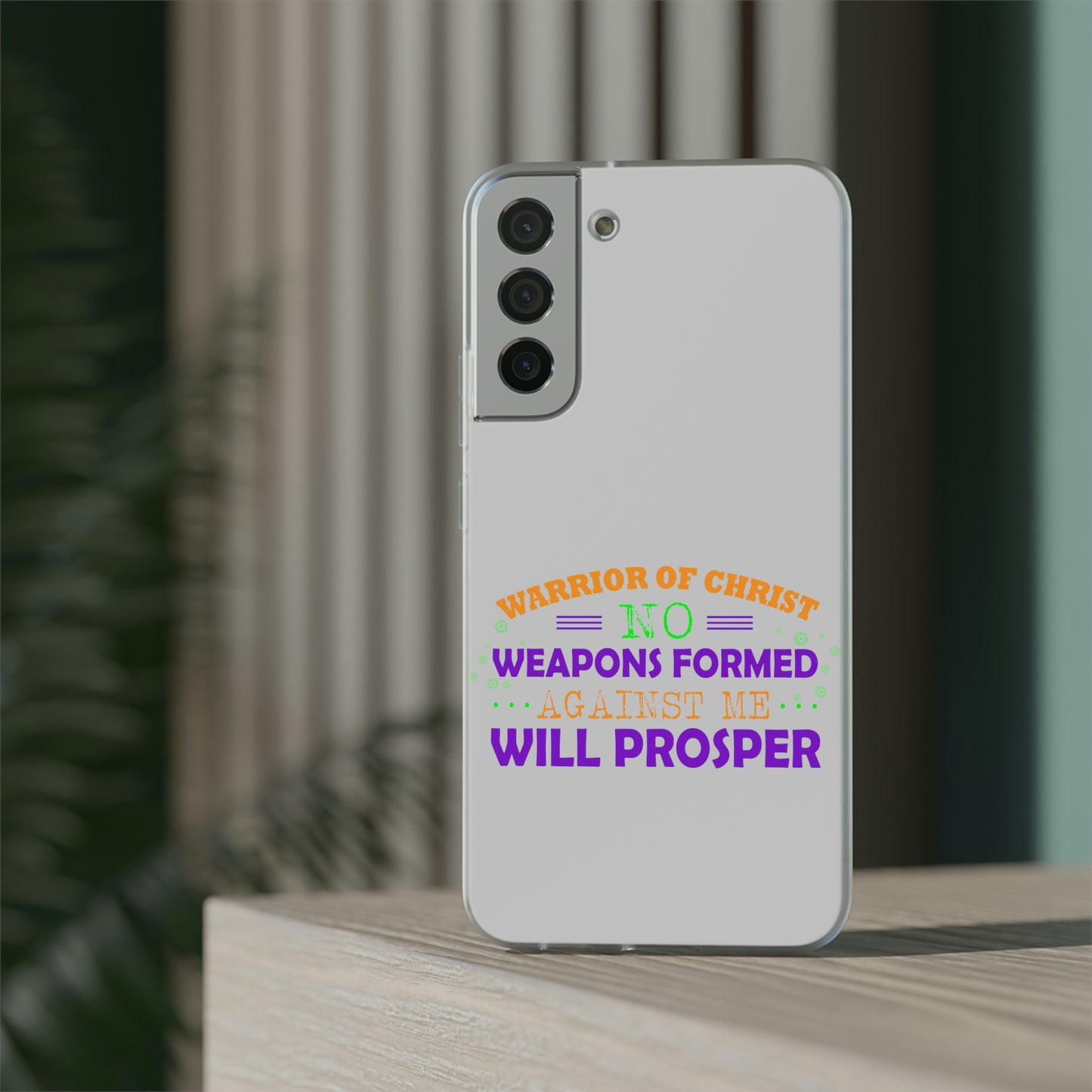 Warrior Of Christ No Weapons Formed Against Me Will Prosper Flexi Phone Case