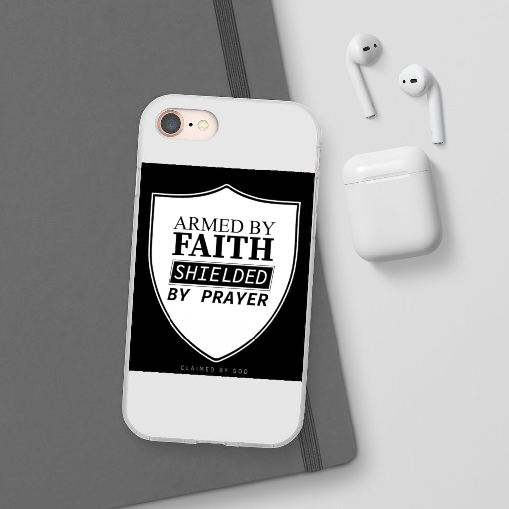 Armed by faith shielded by prayer Flexi Phone Case, compatible with select IPhone & Samsung Galaxy Phones Printify