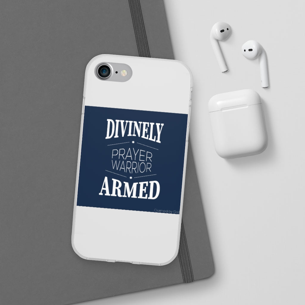 Divinely Armed Prayer Warrior Flexi Phone Case compatible with select IPhone & Samsung Galaxy Phones Printify