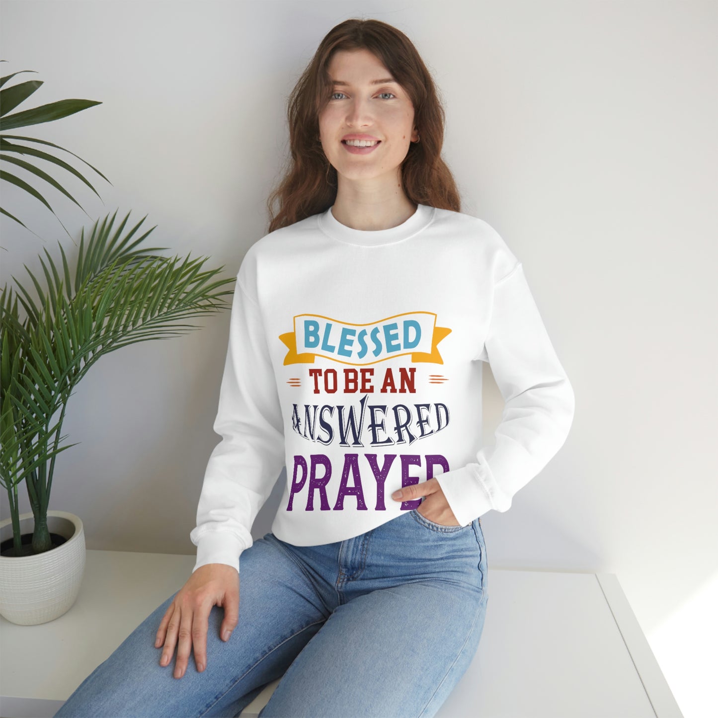 Blessed To Be An Answered Prayer  Unisex Heavy Blend™ Crewneck Sweatshirt