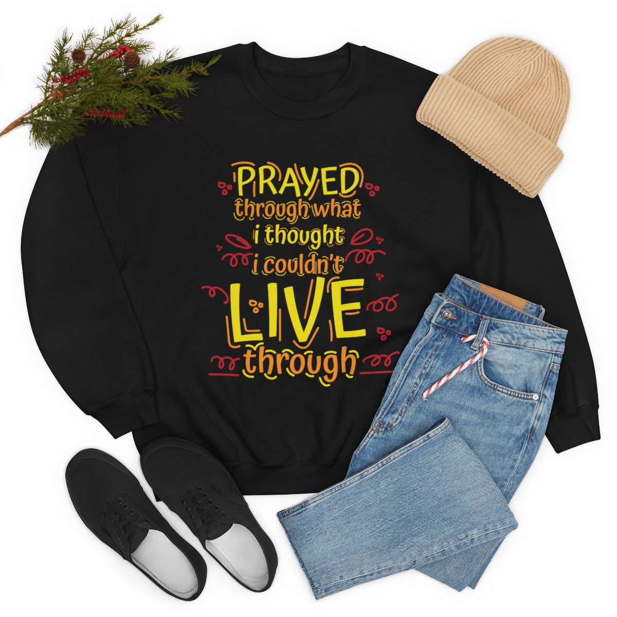 Prayed Through What I Thought I Couldn't Live Through Unisex Heavy Blend™ Crewneck Sweatshirt Printify