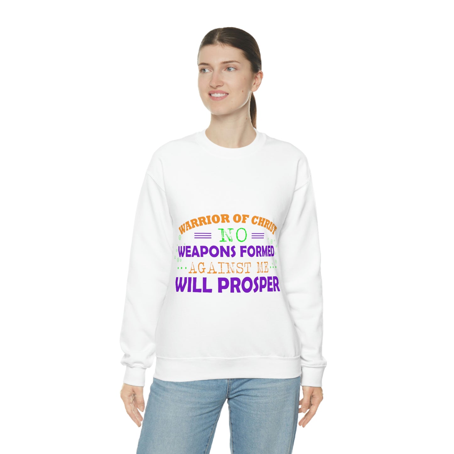 Warrior Of Christ No Weapons Formed Against Me Will Prosper Unisex Heavy Blend™ Crewneck Sweatshirt