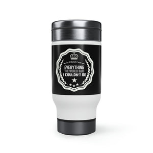 In Christ I am everything Stainless Steel Travel Mug with Handle, 14oz - ClaimedbyGodDesigns