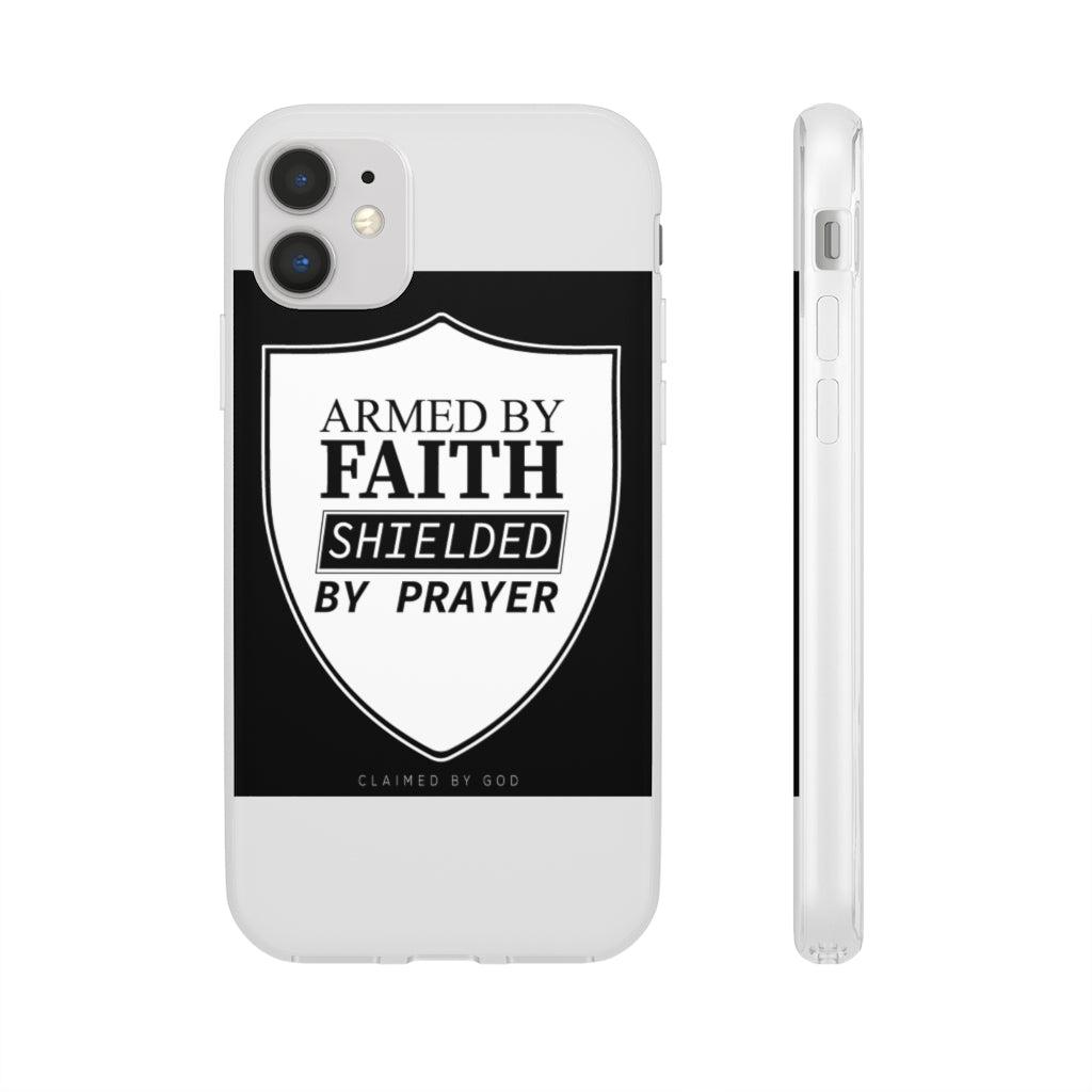 Armed by faith shielded by prayer Flexi Phone Case, compatible with select IPhone & Samsung Galaxy Phones Printify